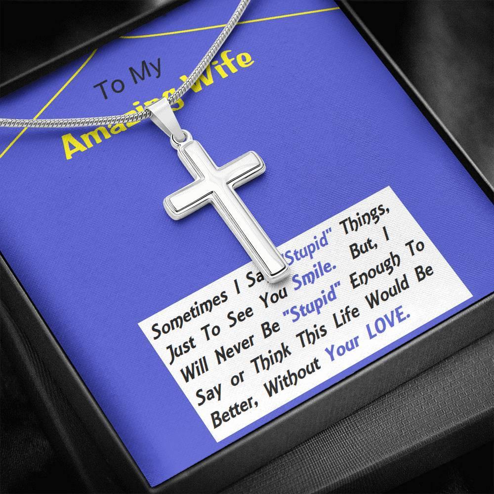 Stainless Steel Cross Necklace, Anniversary Gift For Wife, Birthday Gift For Wife, Gift For Wife, Necklace For Wife, Gift For Wife Birthday - Gifts 4 Your Season