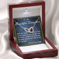 Two Hearts Embellished Necklace, From Dad, Daughter Necklace, for Christmas, Birthday, Custom Message Card