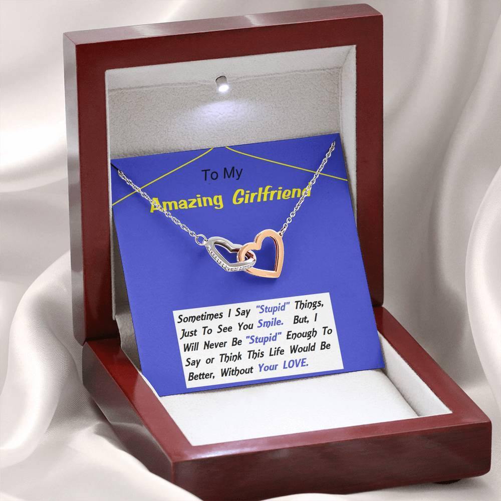 Two Embellished Hearts, To My Girlfriend, Necklace For Girlfriend, Girlfriend Jewelry, Girlfriend Gift, Anniversary Gift - Gifts 4 Your Season