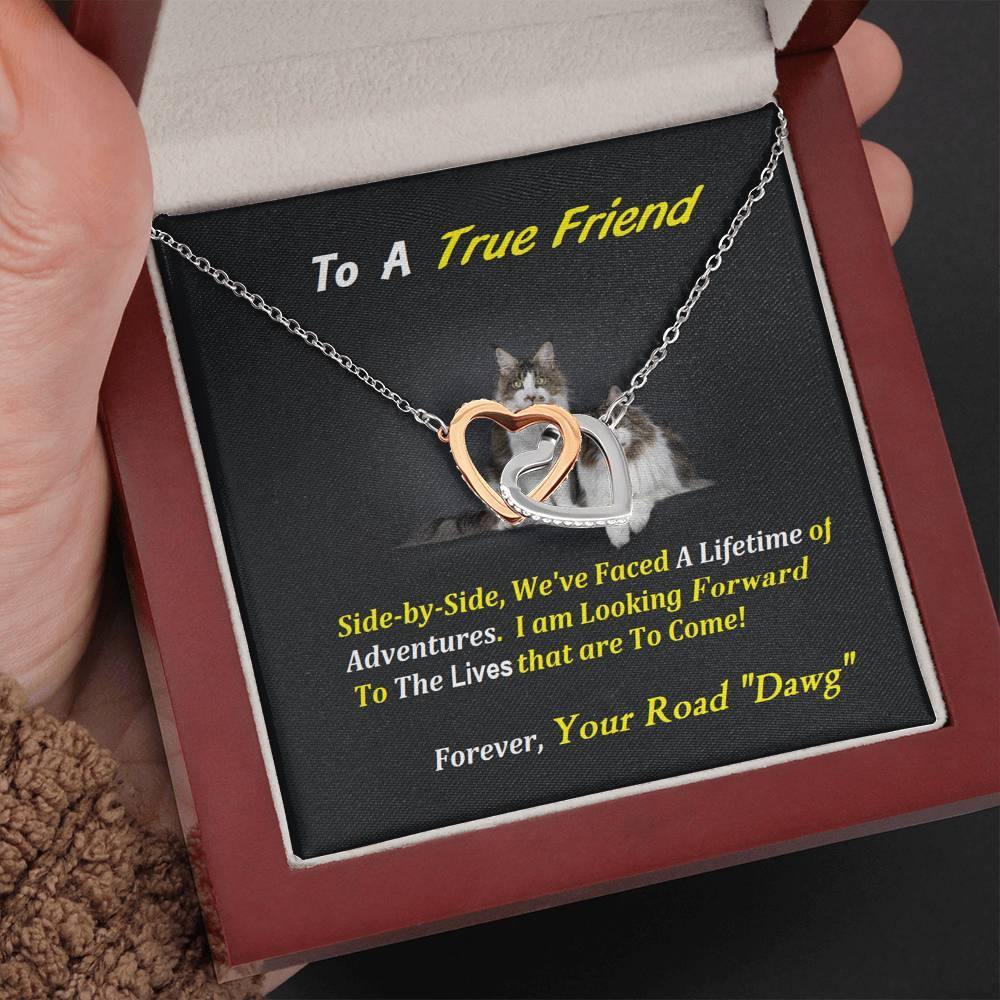 Two Interlocked Hearts  | To My True Friend Gift | Cat Lover Gift | Friend Christmas Jewelry | Love Keepsake | Friend Necklace | Friend Message Card | Meaningful Cards | Best Friend Ever - Gifts 4 Your Season