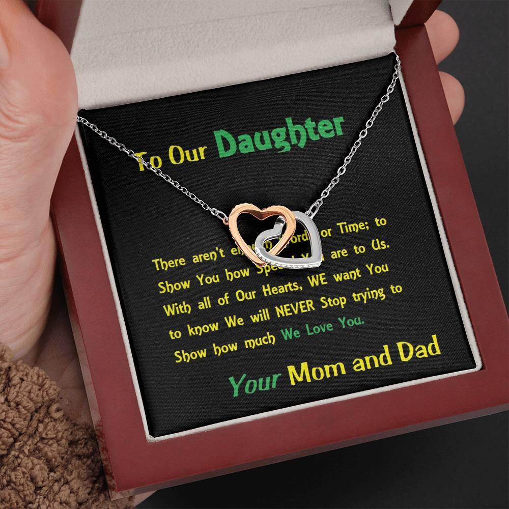 Two Interlocked Hearts, For Daughter, Gift For Our Daughter, Shineon Jewelry, Christmas Gift, Birthday Gift, Message Card Jewelry - Gifts 4 Your Season