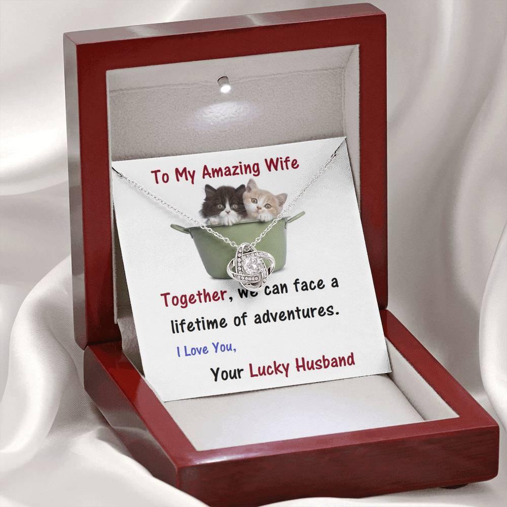 Wife Love Knot Necklace, Wife From Husband - Birthday | Anniversary Gift | Cat Lover Gift | Christmas Gift  | Message Card Jewelry - Gifts 4 Your Season