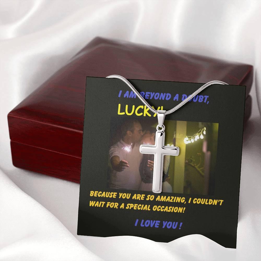 Unisex Cross Necklace Message Card, Gift For Her, Gift For Him, Mens Cross Gift, Anniversary Gift For Man, Cross Necklace For Man - Gifts 4 Your Season