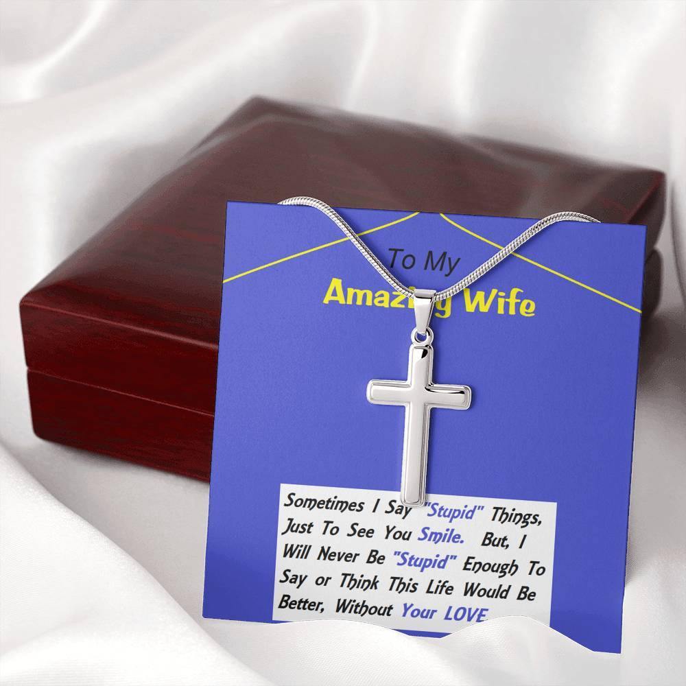Stainless Steel Cross Necklace, Anniversary Gift For Wife, Birthday Gift For Wife, Gift For Wife, Necklace For Wife, Gift For Wife Birthday - Gifts 4 Your Season